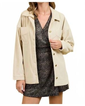 Doe And Rae Corduroy Front Button Down Oversized Jacket - Natural