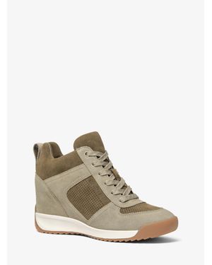 Michael Kors Nikko S2 Perforated Suede Wedge Sneaker - White