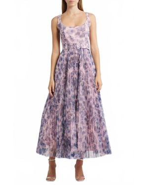 Hutch Pleated Sleeveless Fit & Flare Cocktail Dress - Purple