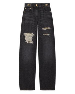 Versace Metal Mesh Regular-Fit Jeans - Black