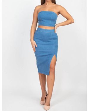 Denim Blvd Renee Crop Top And Skirt Set - Blue