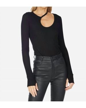 Michael Lauren Stark Rib Asymmetric Top - Black