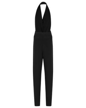 ANDAMANE Astra Open-Back Deep V-Neck Jumpsuit - Black