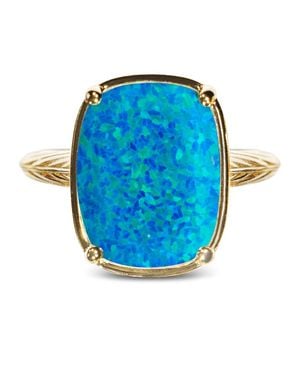Sterling Forever Sterling Caribbean Opal Elongated Cushion Ring - Blue
