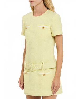 Self-Portrait Boucle Mini Dress - Yellow
