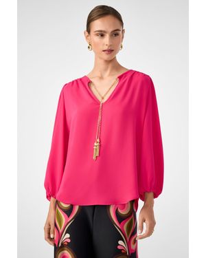 Trina Turk Morabi Split-Neck Top - Pink