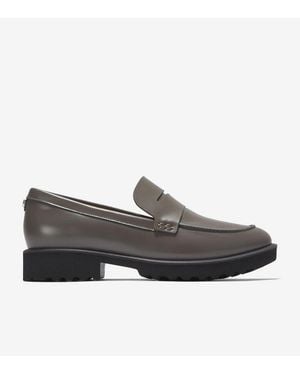 Cole Haan Geneva W29787 Flat Leather Penny Loafer Shoes Htat275 - Gray