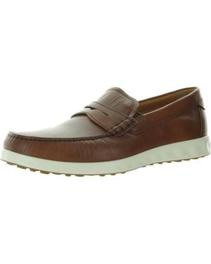 Ecco Cushioned Footbed Leather Loafers - Brown