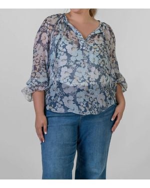 Joie Brigitta Long Sleeve Silk Top - Blue