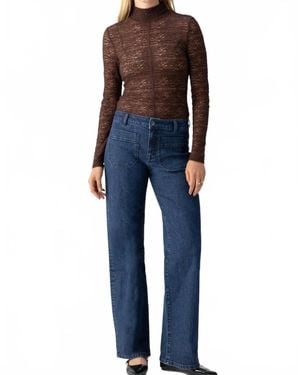 Sanctuary Textured Mock Neck Tee - Blue