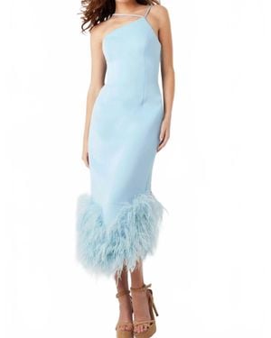 Jovani Sleeveless Feather Hem Dress - Blue