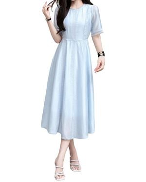 BURRYCO Short Sleeve Midi Dress - Blue