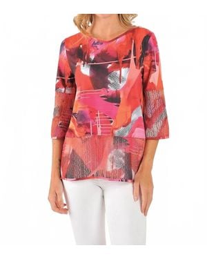 Lemon Grass Mesh Reversible Print Top - Red