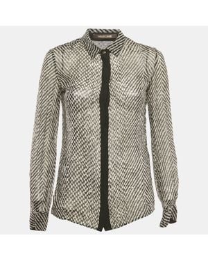 Roberto Cavalli Silk Monochrome Sheer Blouse - Gray