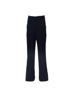 N°21 Wide Straight Leg Pants With Front Pleats And Zip Closure - Blue