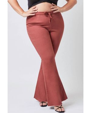 YMI Chloe Pull On Fray Flare Jeans - Red
