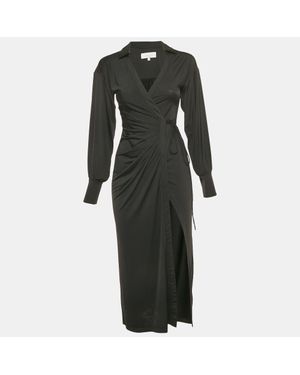 L'academie Jersey Draped Wrap Dress - Black