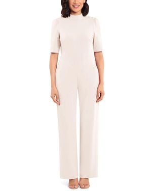 Donna Morgan Short Sleeve Mock Neck Jumpsuit - Multicolor