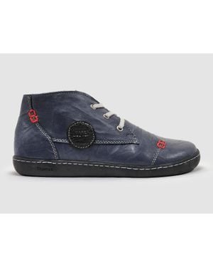 KCR Group Medical-Sole Wool-Lined Zip-Up Leather Boots - Blue