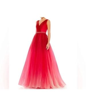 Mac Duggal Beaded Belt Wrap Over Sleeveless Ballgown - Pink