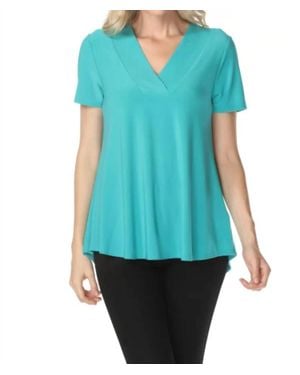 Joseph Ribkoff V-Neck Short Sleeve Flared Top - Blue