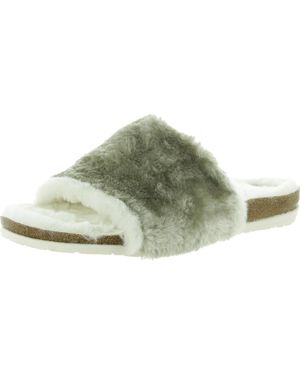 Earth Origins Olli Two Tone Faux Fur Slide Sandals - Green