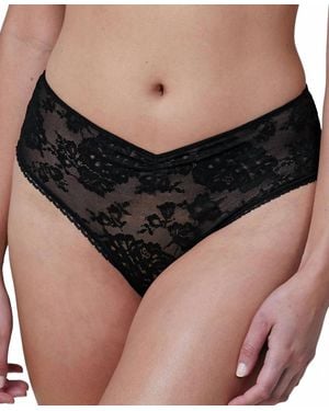 Skarlett Blue Floral Lace Thong - Black
