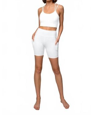 Rae Mode Butter Soft Nylon Biker Shorts - White