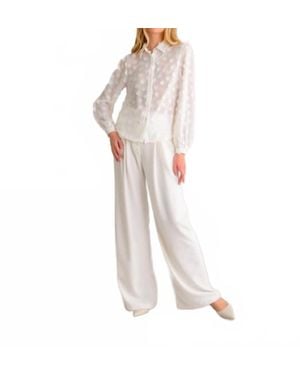 Lavender Brown Top - White