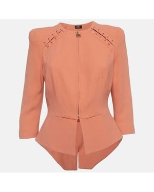 Elisabetta Franchi Peach Crepe Lace-Up Jacket - Orange