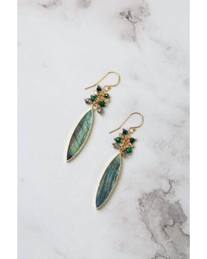 Anne Vaughan Malachite Marquise Earrings - Green
