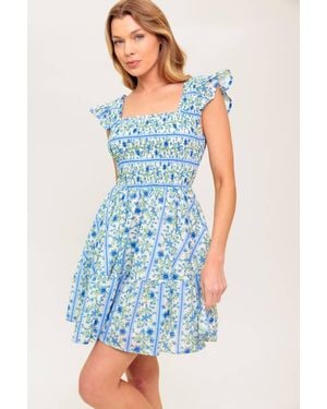 TRUEDAMES Fairfax Geranium Woven Mini Dress - Blue