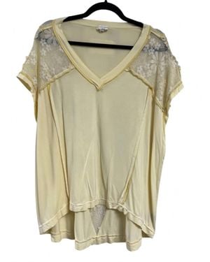 Pol V Neck Top With Lace - Green
