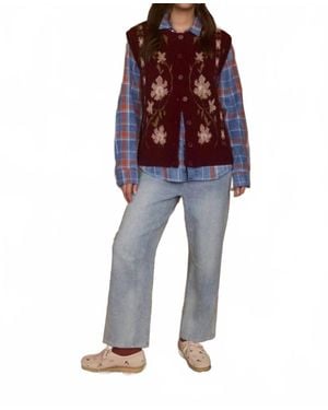 Blu Pepper Floral Sweater Vest - Blue