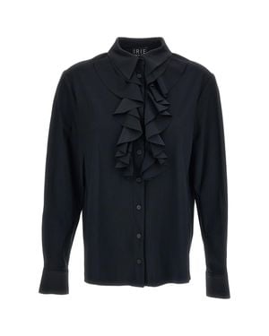 Irie Ruffled Long-Sleeve Casual Shirt - Blue