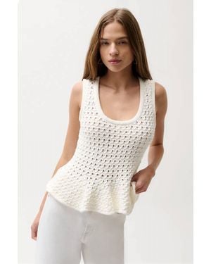 Pistola Anna Peplum Sweater Tank Top - White