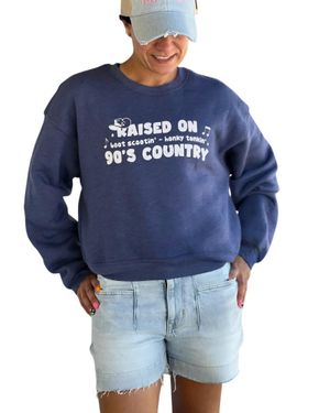 Oat Collective Raised On 90's Country Sweatshirt - Blue