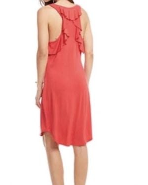 Chaser Brand Cool Jersey Ruffle Racer Back Shirttail Mini Dress - Red