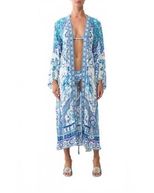CAMILLA Silk Blouson Sleeve Layer Coverup - Blue