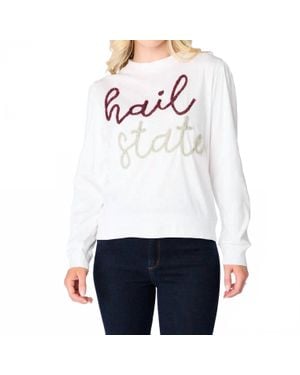 Stewart Simmons Hail State Glitter Script Long Sleeve Tee - White