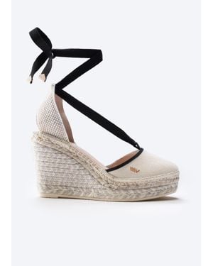 VISCATA Tavallera Canvas Espadrille Wedges - White