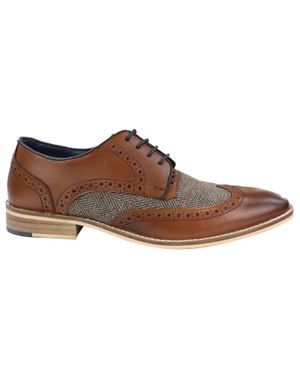 House Of Cavani Classic Oxford Tweed Brogue Derby Shoes - Black