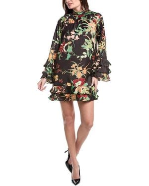 FLORA BEA NYC Ledger Satin Mini Dress - Black