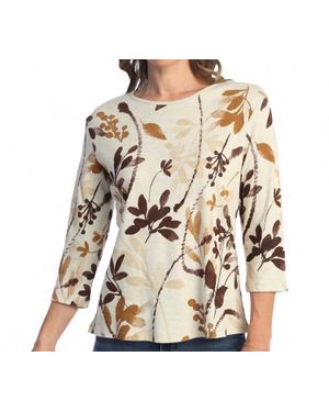 Jess & Jane Verde Printed Cotton Top - Natural