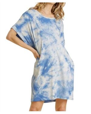 Umgee Ribbed Tie Dye Dress - Blue