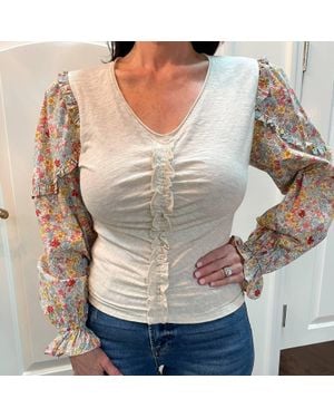 ..,merci Flirty Ruffles Blouse - Gray