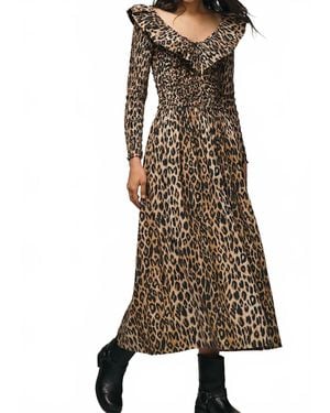 Damson Madder Harper Shirred Midi Dress - Natural