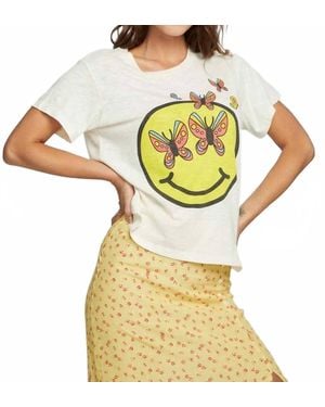 Chaser Brand Smiley Butterflies Tee - Metallic