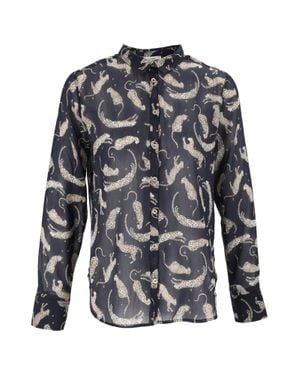 forte_forte Cotton-Silk Voile Royal Leopard Shirt - Gray