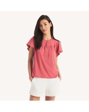 Nautica Flutter-Sleeve T-Shirt - Red